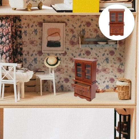 Toyvian Miniature Dollhouse Bookshelf Cabinet 1 12 Scale Mini Furniture with Drawer Compact Doll House Display Cabinet for Kids Play and Collector Decor in Saudi Arabia