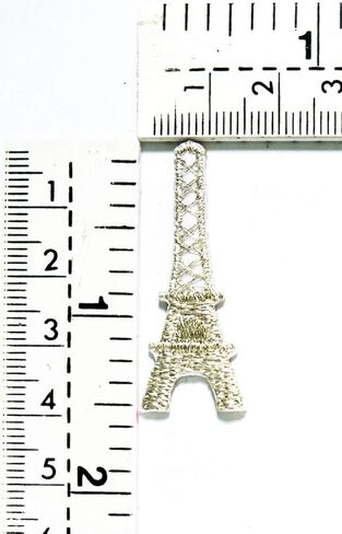Set 3 Pcs Mini Small Eiffel Tower Iron On Patch Silver Eiffel Tower Paris Landmark France Cartoon Embroidered Patch Applique Embroidery DIY Clothing T-Shirt Polo Backpacks Cap Costume (15) in Saudi Arabia