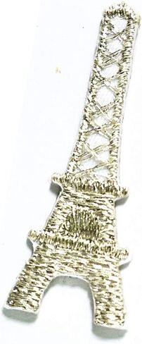 Set 3 Pcs Mini Small Eiffel Tower Iron On Patch Silver Eiffel Tower Paris Landmark France Cartoon Embroidered Patch Applique Embroidery DIY Clothing T-Shirt Polo Backpacks Cap Costume (15) in Saudi Arabia