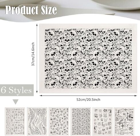 SUPERDANT 6 Style Skull Cat Fish Underglaze Paper Transfer Ginkgo Cowboy Transfer Paper for Clay Ceramic Porcelain Under Glaze Transfers for Pottery Enamel Decals Black Underglaze Decal Papers Gifts in Saudi Arabia