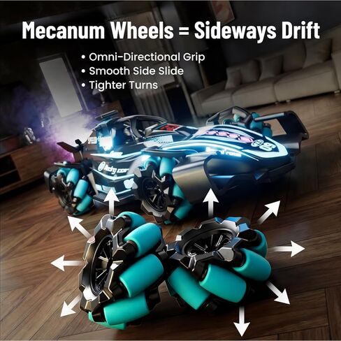 F1 Drift RC Car Boy Toys Age 6-8, Gesture & Remote Control, Kids Toy Gift for Boys 6-8, 8-10 & 10-12 Years, 2.4GHz 4WD Drift Race Car with LED Lights & Spray Mist Stunt in Saudi Arabia