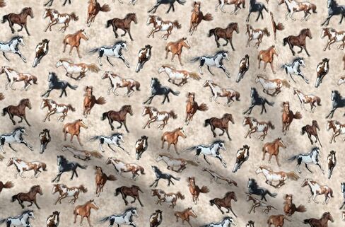 Spoonflower Fabric - Paint Horses Tan Brown Animals Horse Printed on Petal Signature Cotton Fabric Fat Quarter - Sewing Quilting Apparel Crafts Decor in Saudi Arabia
