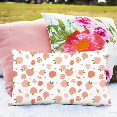 Whaline 12Pcs Peach Cotton Fabric Bundles Pink Green Peach Flower Plaid Fat Quarters Summer Quilting Patchwork for DIY Sewing Craft Decor, 18 x 22 Inch in Saudi Arabia