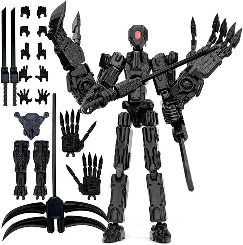 8Inch T13 Assembly Completed Action Figure,3D Printed Multi-Jointed Movable Toy Nova 13 Action Figures Desktop Decorations for Game Lovers Toy (Black) in Saudi Arabia