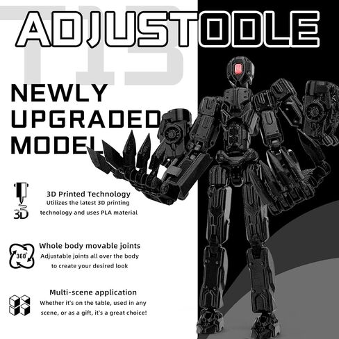 8Inch T13 Assembly Completed Action Figure,3D Printed Multi-Jointed Movable Toy Nova 13 Action Figures Desktop Decorations for Game Lovers Toy (Black) in Saudi Arabia