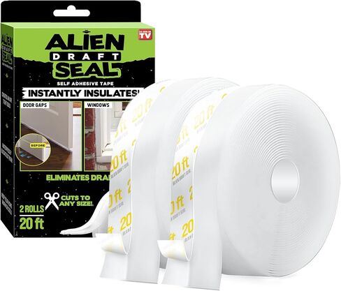 Bell+Howell Alien Draft Seal Insulation Tape 49 Feet Transparent Silicone Weather Stripping Door Seal Strip and Under Door Draft Stopper for Window Seal and Door Bottom Seal As Seen On TV in Kuwait