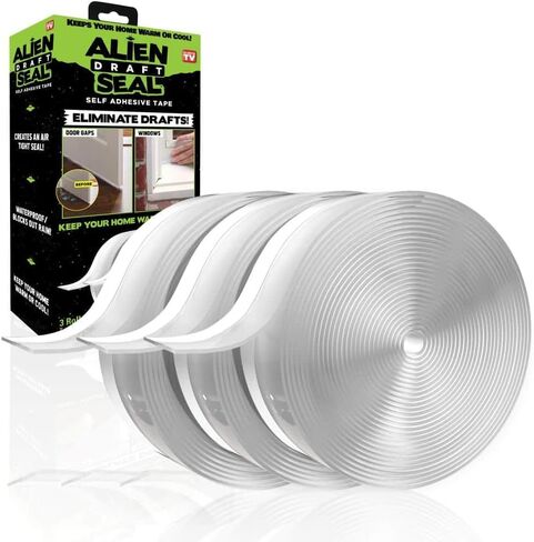 Bell+Howell Alien Draft Seal Insulation Tape 49 Feet Transparent Silicone Weather Stripping Door Seal Strip and Under Door Draft Stopper for Window Seal and Door Bottom Seal As Seen On TV in Kuwait