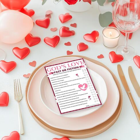 Valentine's Day God's Love Games - Fact Or Fiction - 20 Fill in Valentines Game Cards with 1 Answer Card, Valentine's Day Christian Game Church Party Activity Games for Adults- A02 in Saudi Arabia