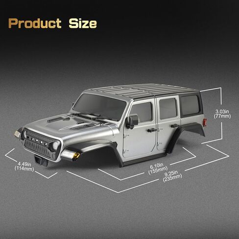 هيكل هيكل RC مقاس 6.1 بوصة - طقم هيكل ABS صلب مع مصدات خلفية أمامية لهيكل الزاحف RC TRX4M Bronco Defender (رمادي) in Kuwait