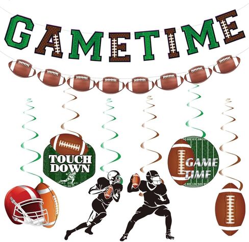Football Party Decorations, Football Banner Game Time Banner Garland Hanging Swirls Football Birthday Decorations Bowl Game Day Sport Party Supplies Touchdown Sport Theme Birthday Decor Party Favors in Saudi Arabia