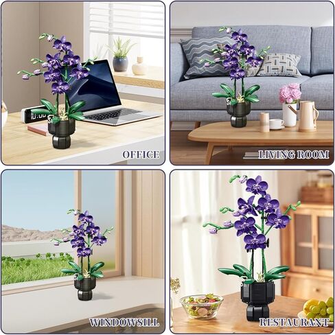 Orchid Flowers Building Sets with Vase, Purple Orchid Botanicals Collection Building Toys for Home Office Decor Desk Decor, Christmas Birthday Gifts for Women Adults Girls Age 8-12+ (666 PCS) in Saudi Arabia