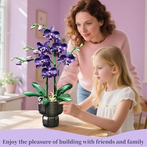 Orchid Flowers Building Sets with Vase, Purple Orchid Botanicals Collection Building Toys for Home Office Decor Desk Decor, Christmas Birthday Gifts for Women Adults Girls Age 8-12+ (666 PCS) in Saudi Arabia