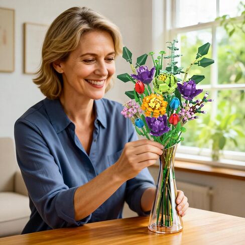 GEVINST Flowers Bouquet Building Set, Artificial Flowers Botanical Collection Kits for Home Decoration, Adults Women Teen Girls Ages 14+, Gifts for Birthdays Valentines Mother's Day in Saudi Arabia