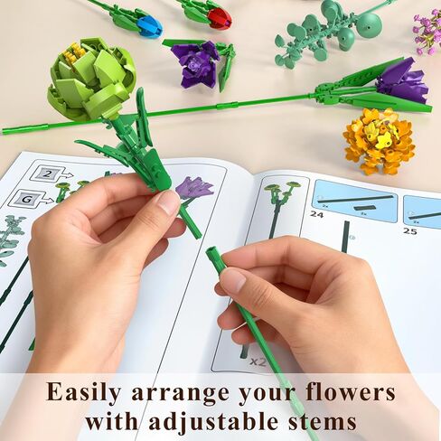 GEVINST Flowers Bouquet Building Set, Artificial Flowers Botanical Collection Kits for Home Decoration, Adults Women Teen Girls Ages 14+, Gifts for Birthdays Valentines Mother's Day in Saudi Arabia