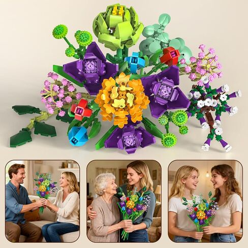 GEVINST Flowers Bouquet Building Set, Artificial Flowers Botanical Collection Kits for Home Decoration, Adults Women Teen Girls Ages 14+, Gifts for Birthdays Valentines Mother's Day in Saudi Arabia
