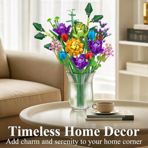 GEVINST Flowers Bouquet Building Set, Artificial Flowers Botanical Collection Kits for Home Decoration, Adults Women Teen Girls Ages 14+, Gifts for Birthdays Valentines Mother's Day in Saudi Arabia