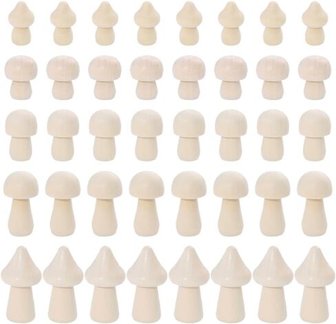 GSHLLO 40 Pcs Unfinished Wooden Mushroom Unpainted Wood Mushrooms Natural Mini Craft Mushroom DIY Paintable Ornaments for Arts DIY Crafts in Saudi Arabia