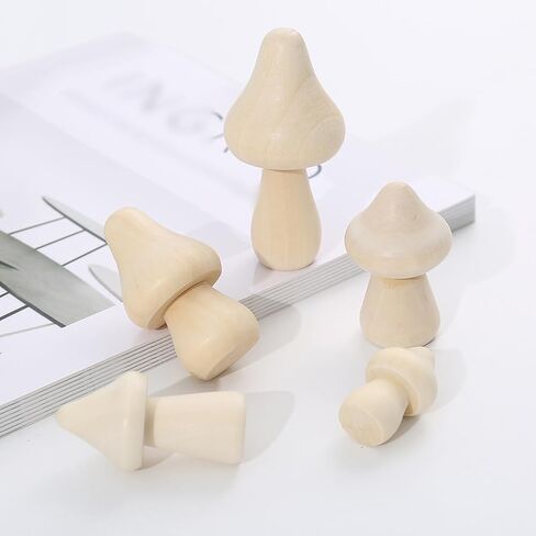 GSHLLO 40 Pcs Unfinished Wooden Mushroom Unpainted Wood Mushrooms Natural Mini Craft Mushroom DIY Paintable Ornaments for Arts DIY Crafts in Saudi Arabia