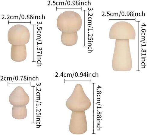 GSHLLO 40 Pcs Unfinished Wooden Mushroom Unpainted Wood Mushrooms Natural Mini Craft Mushroom DIY Paintable Ornaments for Arts DIY Crafts in Saudi Arabia