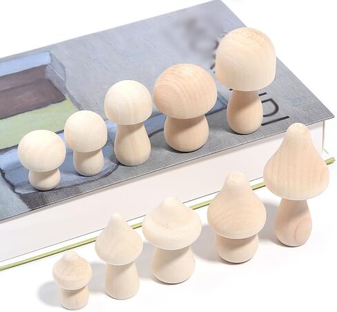 GSHLLO 40 Pcs Unfinished Wooden Mushroom Unpainted Wood Mushrooms Natural Mini Craft Mushroom DIY Paintable Ornaments for Arts DIY Crafts in Saudi Arabia