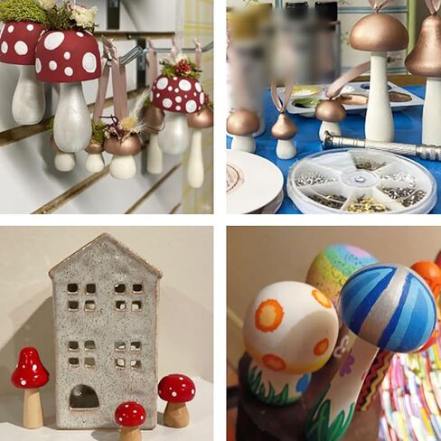 GSHLLO 40 Pcs Unfinished Wooden Mushroom Unpainted Wood Mushrooms Natural Mini Craft Mushroom DIY Paintable Ornaments for Arts DIY Crafts in Saudi Arabia