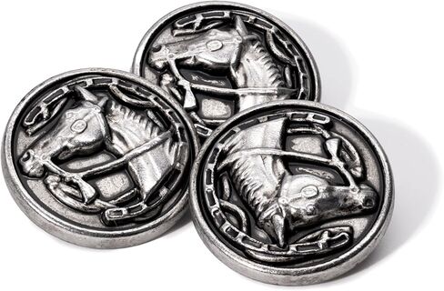 Bezelry 12 Pieces Mare and Horseshoe Metal Shank Buttons. 22mm (7/8 inch)(Retro Silver) in Saudi Arabia