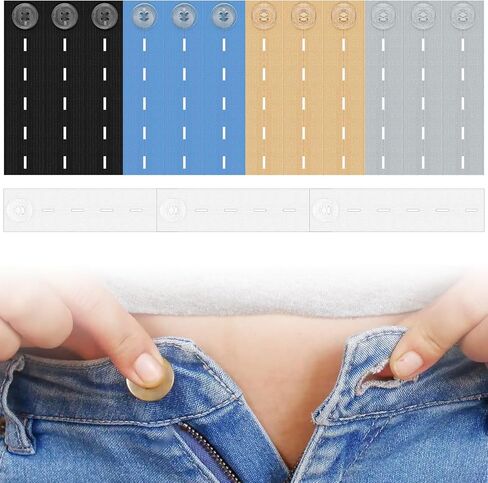 15 PCS Elastic Waist Extenders - Adjustable Button Expander, Maternity Pants Extender, Elastic Adjustable Waistband Button Extenders for Women, Men, Pregnancy (5 Colors) in Saudi Arabia