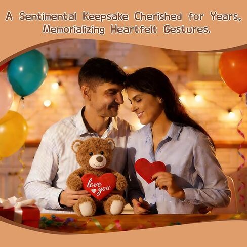 Valentine's Day Teddy Bear Heart-Holding Gift - 8.6 Inch Brown Bear Soft Stuffed Plush Animal, Idea Gift for Her Girlfriend Mom Girls, Cute Plush Toy for Kids Adults in Saudi Arabia