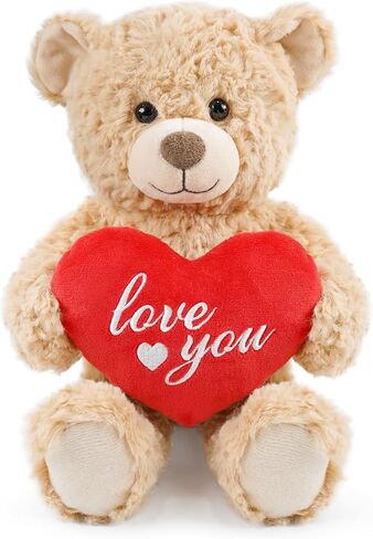 Valentine's Day Teddy Bear Heart-Holding Gift - 8.6 Inch Brown Bear Soft Stuffed Plush Animal, Idea Gift for Her Girlfriend Mom Girls, Cute Plush Toy for Kids Adults in Saudi Arabia