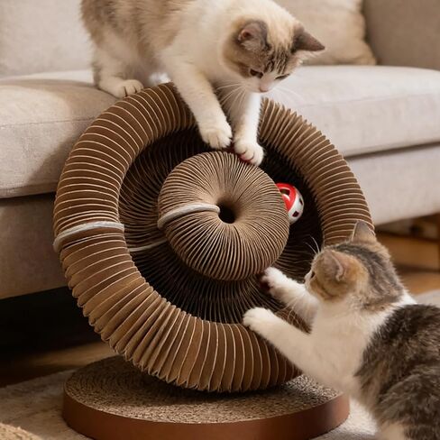 Accordion-Style Corrugated Paper Cat Scratch Pad Bed, Wear-Resistant, Lint-Free, Self-Amusing Nail Sharpening Cat Toy, Collapsible Interactive Pet Toy in Saudi Arabia