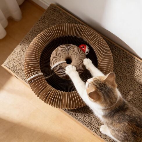 Accordion-Style Corrugated Paper Cat Scratch Pad Bed, Wear-Resistant, Lint-Free, Self-Amusing Nail Sharpening Cat Toy, Collapsible Interactive Pet Toy in Saudi Arabia