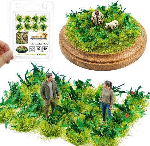 Warmtree Miniature Green Bushy Tufts Lowland Shrubs Tuft Terrain Model Static Scenery Self Adhesive Artificial Model Grass for Terrain Railway Scenery Table Landscape Diorama Supplies in Saudi Arabia