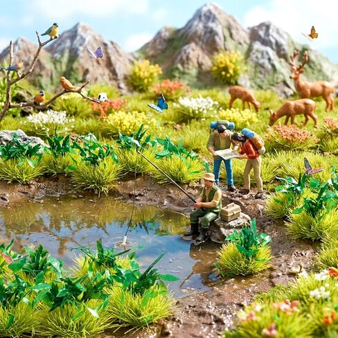 Warmtree Miniature Green Bushy Tufts Lowland Shrubs Tuft Terrain Model Static Scenery Self Adhesive Artificial Model Grass for Terrain Railway Scenery Table Landscape Diorama Supplies in Saudi Arabia