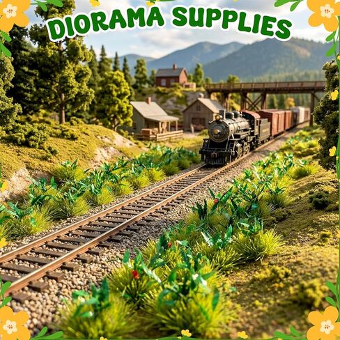 Warmtree Miniature Green Bushy Tufts Lowland Shrubs Tuft Terrain Model Static Scenery Self Adhesive Artificial Model Grass for Terrain Railway Scenery Table Landscape Diorama Supplies in Saudi Arabia