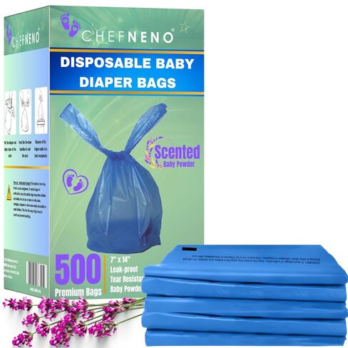 Baby Diaper Disposal Sacks (600 Count), Baby Powder Scented Easy-Tie Diaper Bags, Multipurpose Disposal Bags for Diapers, Dog Waste, Cat Litter & Sanitary Products (Purple) in Saudi Arabia