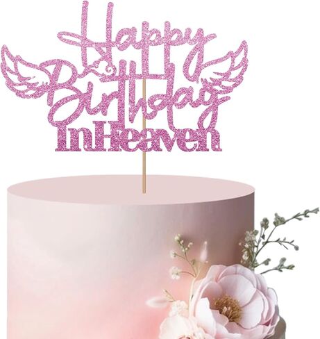 غلاف كعكة عيد ميلاد سعيد سماوي، غلاف كعكة عيد ميلاد هيفنسنت للنساء والرجال، زخرفة كعكة جناح الملاك السماوي باللون الأزرق السماوي لمستلزمات حفلات الجنازة in Kuwait