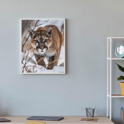 Wildlife Mountains Lion in Snow Paint by Numbers Kits for Adults Beginner DIY Painting for Home Wall Decor 16x20inch Without Frame in Saudi Arabia