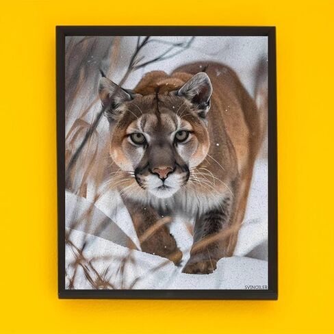 Wildlife Mountains Lion in Snow Paint by Numbers Kits for Adults Beginner DIY Painting for Home Wall Decor 16x20inch Without Frame in Saudi Arabia