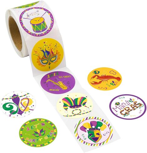 Mardi Gras Sticker for Kids 200Pcs Per Roll for Party Decorations in Saudi Arabia