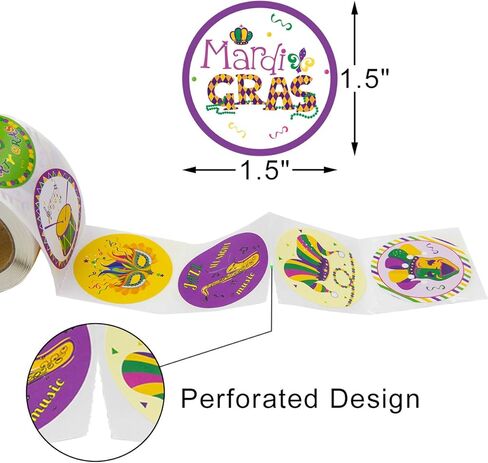 Mardi Gras Sticker for Kids 200Pcs Per Roll for Party Decorations in Saudi Arabia