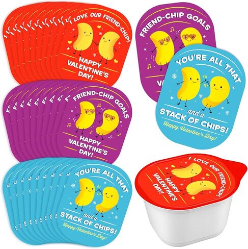 60 Pcs Friend-chip Themed Valentine's Day Stickers Potato Chips Valentines Party Favor Stickers Labels for Snack Size Chips Friends Gift Wrapping in Saudi Arabia