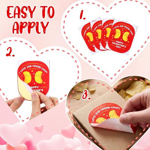 60 Pcs Friend-chip Themed Valentine's Day Stickers Potato Chips Valentines Party Favor Stickers Labels for Snack Size Chips Friends Gift Wrapping in Saudi Arabia