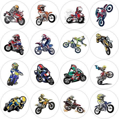 600 Pcs Dirt Bike Stickers for Kids 1.5 Inch Round Motorcycle Stickers Roll for Kids Boys Dirt Bike Party Favors Birthday Decoration Supplies Reward Stickers in Kuwait