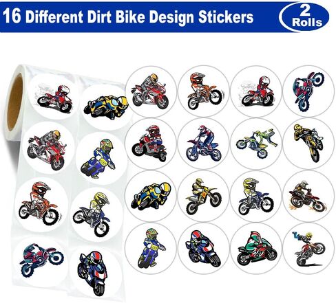 600 Pcs Dirt Bike Stickers for Kids 1.5 Inch Round Motorcycle Stickers Roll for Kids Boys Dirt Bike Party Favors Birthday Decoration Supplies Reward Stickers in Kuwait