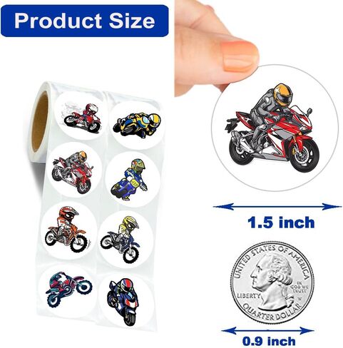 600 Pcs Dirt Bike Stickers for Kids 1.5 Inch Round Motorcycle Stickers Roll for Kids Boys Dirt Bike Party Favors Birthday Decoration Supplies Reward Stickers in Kuwait