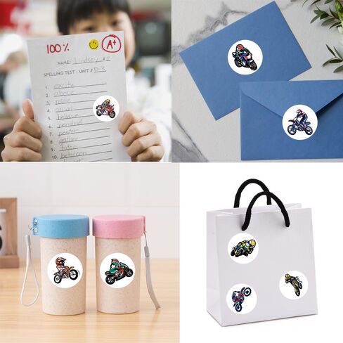 600 Pcs Dirt Bike Stickers for Kids 1.5 Inch Round Motorcycle Stickers Roll for Kids Boys Dirt Bike Party Favors Birthday Decoration Supplies Reward Stickers in Kuwait