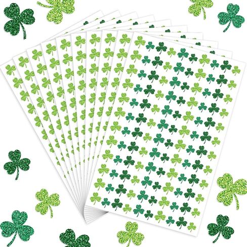 Gueevin 1200 Pcs Glitter Shamrock Stickers Mini St. Patrick's Day Clover Stickers Irish Day Themed Party Holiday Gifts for Teacher Reward Sheet Home Favor Gift Supplies in Saudi Arabia