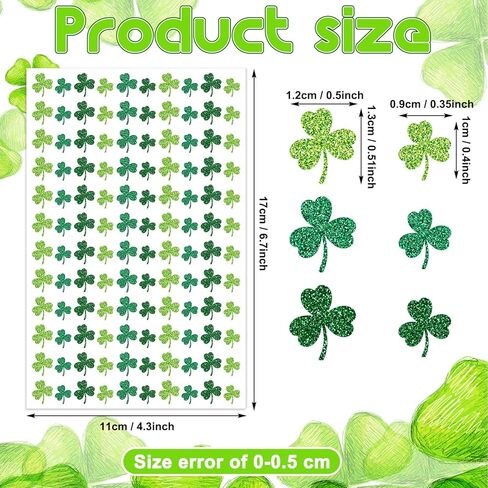 Gueevin 1200 Pcs Glitter Shamrock Stickers Mini St. Patrick's Day Clover Stickers Irish Day Themed Party Holiday Gifts for Teacher Reward Sheet Home Favor Gift Supplies in Saudi Arabia