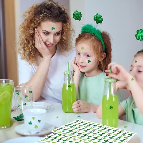 Gueevin 1200 Pcs Glitter Shamrock Stickers Mini St. Patrick's Day Clover Stickers Irish Day Themed Party Holiday Gifts for Teacher Reward Sheet Home Favor Gift Supplies in Saudi Arabia