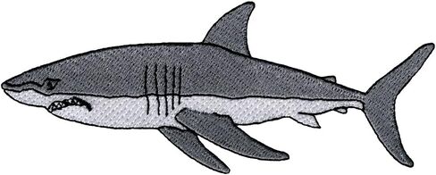 Great White Shark Embroidered Patch Jaws Iron-On Applique Ocean Fish in Saudi Arabia